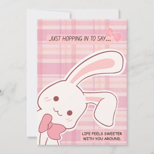 Schattig Konijn Roze Groet Feestdagenkaart (Voorkant)