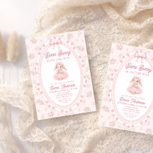 Schattig Konijn Roze Meisje Baby Shower