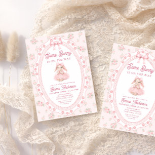 Schattig Konijn Roze Meisje Baby Shower Kaart