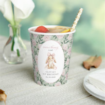Schattig Konijn, Roze Strik, Roze Bloemen, Eerste 