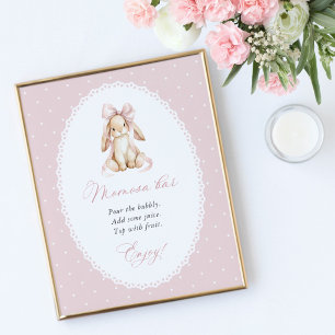 Schattig Konijn, Roze Strik, Roze Stippen, Momosa Poster
