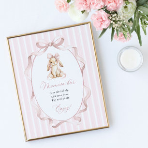 Schattig Konijn, Roze Strik, Roze Strepen, Momosa  Poster