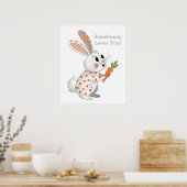 Schattig Konijn Sinaasappel & Wit Speelse Bunny Ar Poster (Keuken)