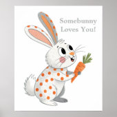 Schattig Konijn Sinaasappel & Wit Speelse Bunny Ar Poster (Voorkant)