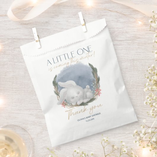 Schattig konijn sneeuw winter Baby shower Bedankzakje (Geknipt)