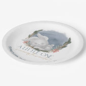 Schattig konijn sneeuw winter Baby shower Papieren Bordje (Gekanteld)