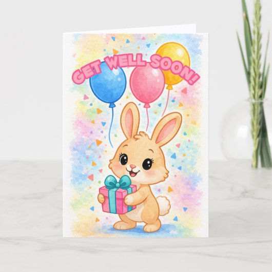 Schattig Konijn Snel Beter! Feestdagen Kaart (Voorkant)