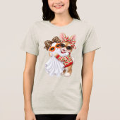Schattig Konijn Spook Halloween Herfst Kunst Tri-Blend Shirt (Voorkant)