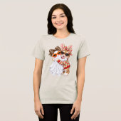 Schattig Konijn Spook Halloween Herfst Kunst Tri-Blend Shirt (Voorkant volledig)