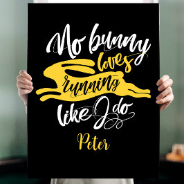 Schattig Konijn Sport Run Motivatie Zwart Wit Typo Perfect Poster