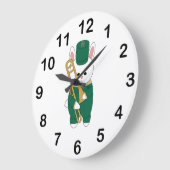 Schattig Konijn Trombone Groen Goud Grote Klok (Hoek)