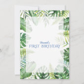 Schattig Konijn Tropische Groene Jongen 1e Verjaar Kaart (Achterkant)