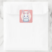 schattig konijn vierkante sticker (Tas)