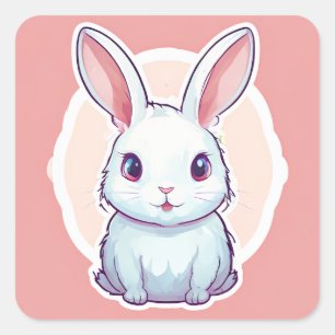 schattig konijn vierkante sticker