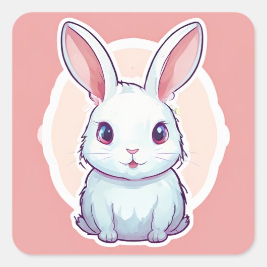 schattig konijn vierkante sticker (Voorkant)