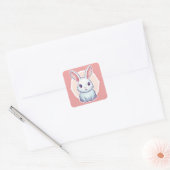 schattig konijn vierkante sticker (Envelop)