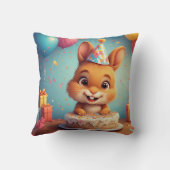 Schattig konijn viert verjaardag met taart kussen (Achterkant)