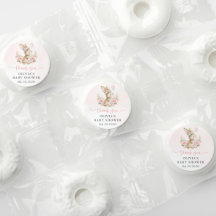 Schattig Konijn, Vlinder, Roze Bloemen, Baby Showe