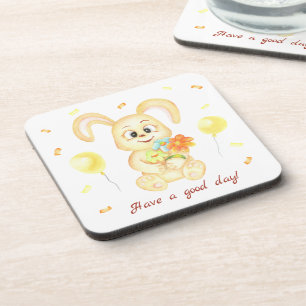Schattig Konijn voor een positieve stemming Bier Onderzetter