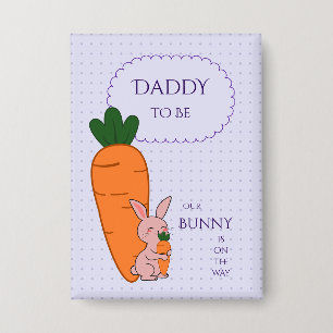 Schattig Konijn & Wortel Baby Shower Wordt Vader Button