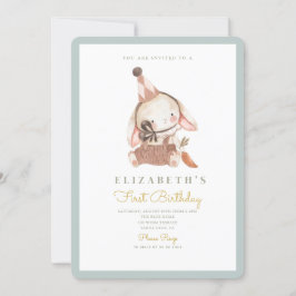 Schattig konijn & wortel eerste verjaardag 1e verj kaart