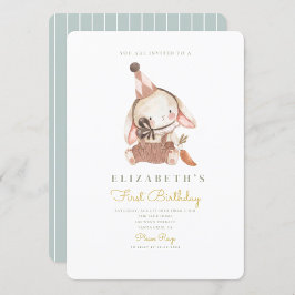 Schattig konijn & wortel eerste verjaardag 1e verj kaart