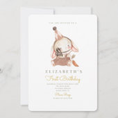 Schattig konijn & wortel eerste verjaardag 1e verj kaart (Voorkant)