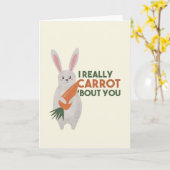 Schattig Konijn Wortel Pun - Ik Hou Echt van Jou Kaart (Gele Bloem)