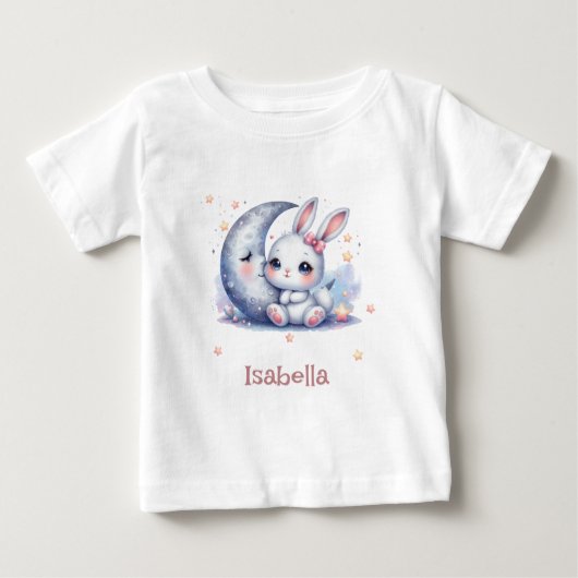 schattig konijn zittend op de maan (Voorkant)