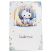 schattig konijn zittend op de maan medium cadeauzakje (Voorkant)