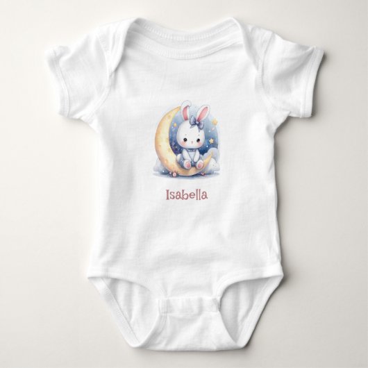 schattig konijn zittend op de maan romper (Voorkant)