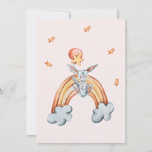 schattig konijnenblauw Baby shower Hartelijk dank Bedankkaart (Achterkant)