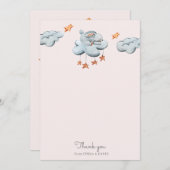 schattig konijnenblauw Baby shower Hartelijk dank Bedankkaart (Voorkant / Achterkant)
