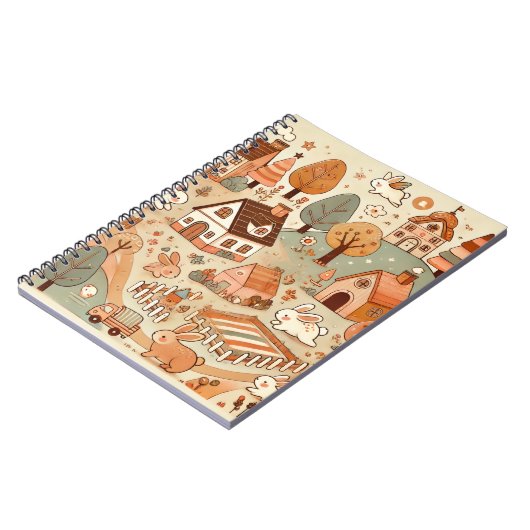 schattig konijnendorp notitieboek (Linkerzijde)