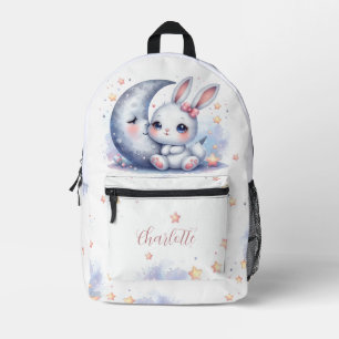 schattig konijntje en de maan kinderen bedrukte rugzak