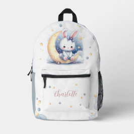 schattig konijntje en de maan kinderen bedrukte rugzak