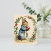  schattig konijntje kerst feestdagenkaart (Staand voorkant)