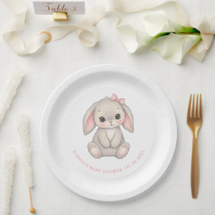 Schattig Konijntje Meisje Baby Shower Papieren Bordje