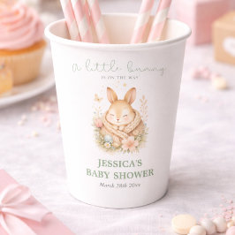 Schattig Konijntje Op Weg Baby Shower Papieren Bekers