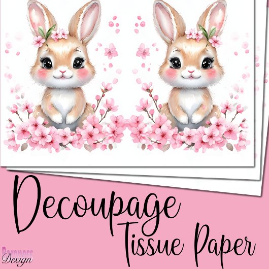 Schattig konijntje roze bloesems tissuepapier