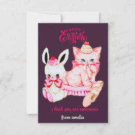 schattig  konijntje voor schoolvrienden - Happy ea Notitiekaartje