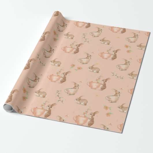 schattig konijntjes thee party cadeaupapier (Uitgerold)
