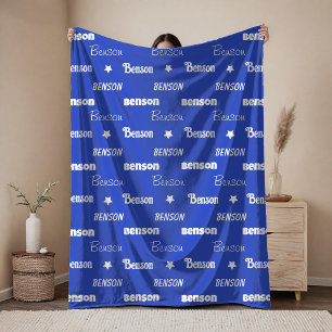 Schattig koningsblauw herhalende naam gepersonalis fleece deken
