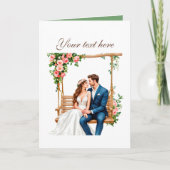 Schattig koppel aanpasbaar voor bruiloft kaart (Voorkant)