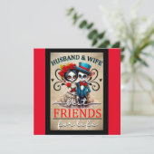 Schattig Koppel Suiker Schedel Feestdagenkaart (Staand voorkant)
