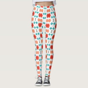Schattig Koraal Teddybeer Bloemmotief Leggings