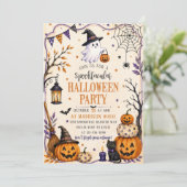 Schattig Kostuum Halloween Feest Kaart (Staand voorkant)