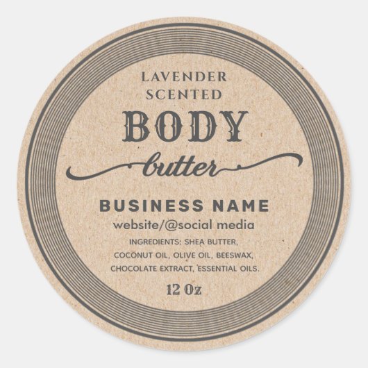 Schattig Kraft-label voor script body butter Ronde Sticker (Voorkant)