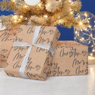 Schattig Kraftpapier Zwart Script Lettertype Prett Cadeaupapier