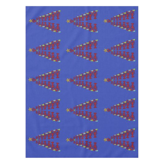 Schattig kreeft nautische kerst tafelkleed blauw (Voorkant)
